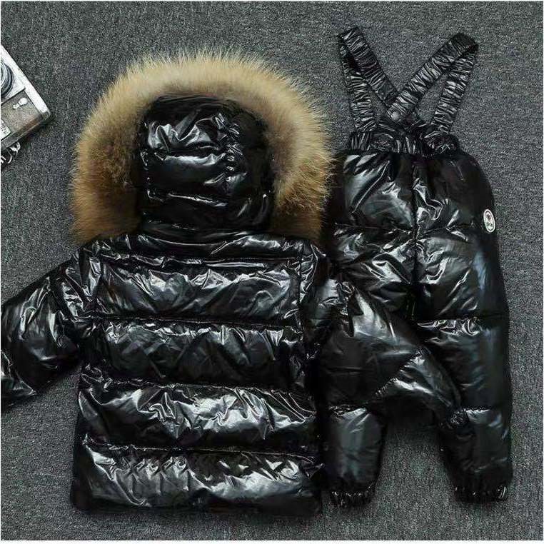 Winter New Children's Down Jackets Set Baby Infant Backpack Pants Set for Boys and Girls Mink Fur Ski Jackets
