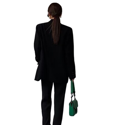 Black suit coat for women's autumn new style Korean loose retro casual slim suit all-match