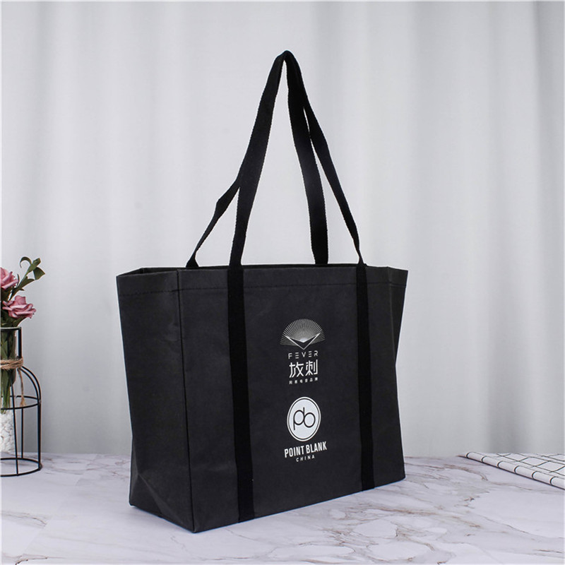 Tas tangan hitam 40x34x14cm; Kertas Kraft yang dicuci dipertebal dari Jerman