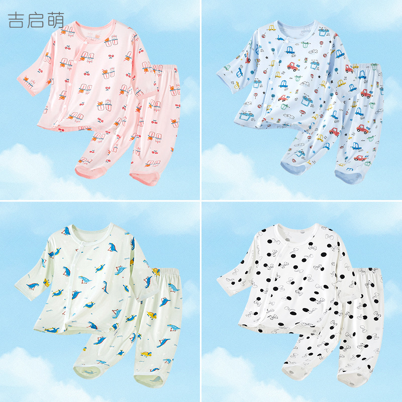 Set de verano para bebés delgado de manga media ropa de verano para niños niñas con media manga de aire acondicionado pijamas ropa de bebé
