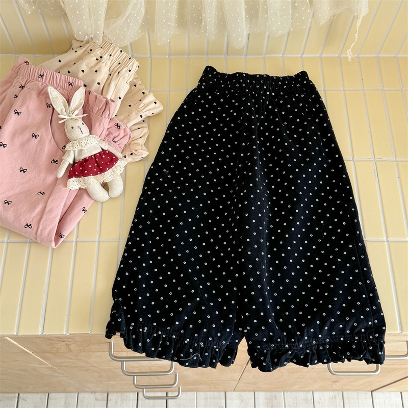 奶油家2025秋季新款舒适宽松休闲裤女4童洋气阔腿裤韩版时尚长裤4|undefined