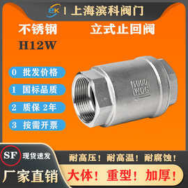 H12W内螺纹立式止回阀304不锈钢弹簧升降式单向逆止阀1寸4分DN25