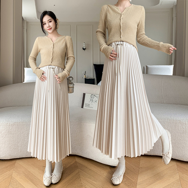 Maternity Retro One-Piece Waist Woolen Pleated A-Line Skirt Mid-Length Skirt 2025 Spring & Fall Casual Without Belly Support Maternity Retro One-Piece Waist Woolen Pleated A-Line Skirt Mid-Length Skirt 2025 Spring & Fall Casual Without Belly Support