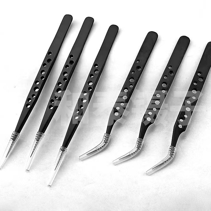 不锈钢特尖头精密镊子跨境批发加厚弯头手机维修电子工具镂空镊子
