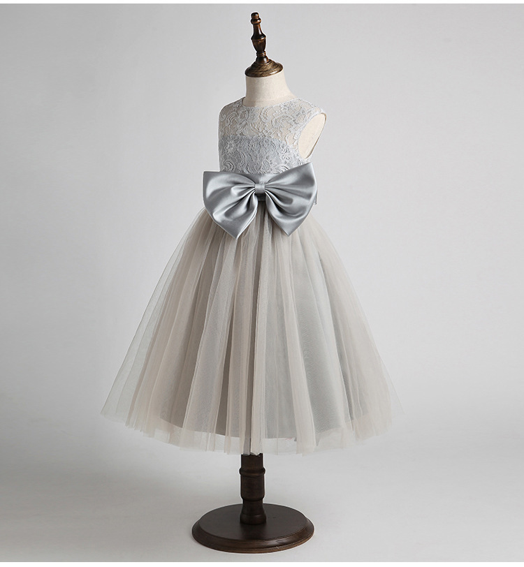 Robe de princesse grise élégante pour filles – Robe de fête intemporelle pour anniversaire, Noël et occasions spéciales (80-160 cm)_voghion.com