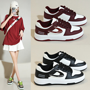 New Shoes Women's Hot Shoes Hong Kong-style Joker Shoes Spring Summer Autumn Leather Women's Joker Thick-soled Casual Sports Sneakers