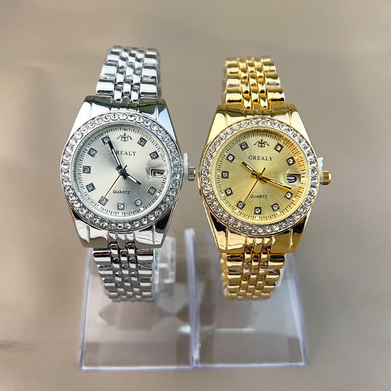 Comercio exterior transfronterizo de diamantes correa de acero de las mujeres Laogai serie reloj nuevo calendario impermeable casual reloj multifuncional