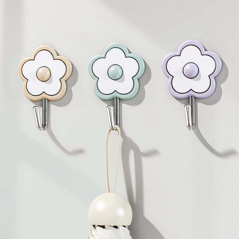 Colgante decorativo de flores multicolor, dibujos animados, sin perforación, para cocina y baño