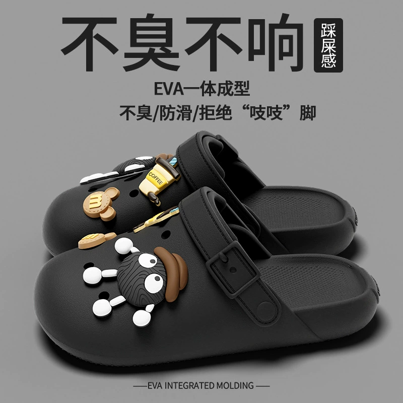 EVA Platform Beach Slides, Non-Slip Summer Sandals, Cute Slip-On with Decorative Charms, Sizes 36–45