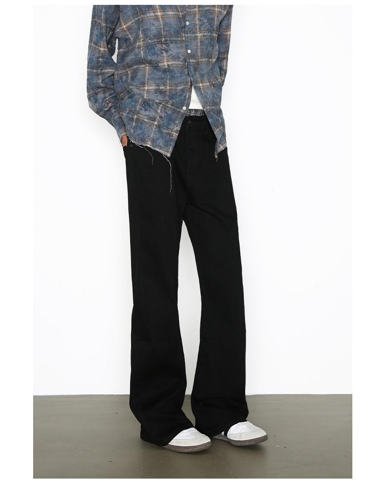 Streetwear Stretch Flare Jeans – High Waist Relaxed Fit Vintage Washed Denim Pants For Men_mkmklike.com