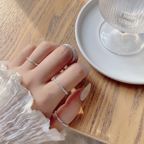 South Korea Dongdaemun ins sparkling cauliflower ring 925 sterling silver cold style simple galaxy chain ring