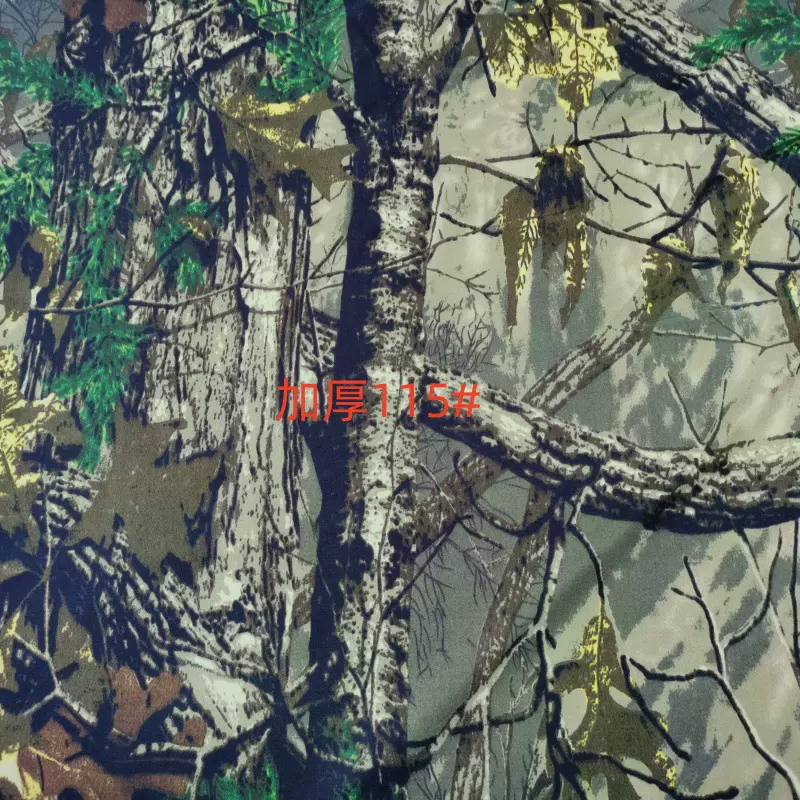 新款现货斜纹涤纱卡大树森林迷彩面料加厚防水爆款帽子服装布料