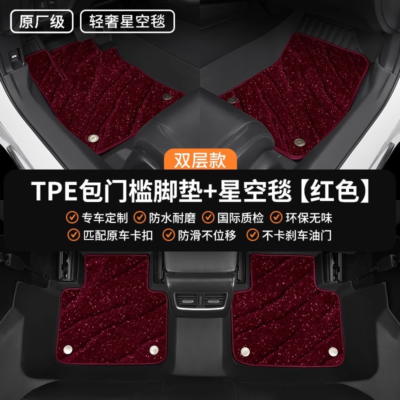 A4: Audi Universal Foot Pad - double-layer-light-luxury-tpe-door-sill-floor-mat-starry-sky-blanket-red