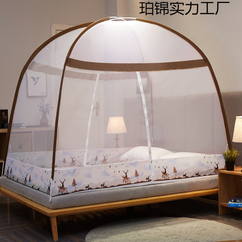 No-Installation Mosquito Net for Home Use, Encrypted and Thickened, 1.68m M², Double Yurt, Single Student, 0.9m Bed