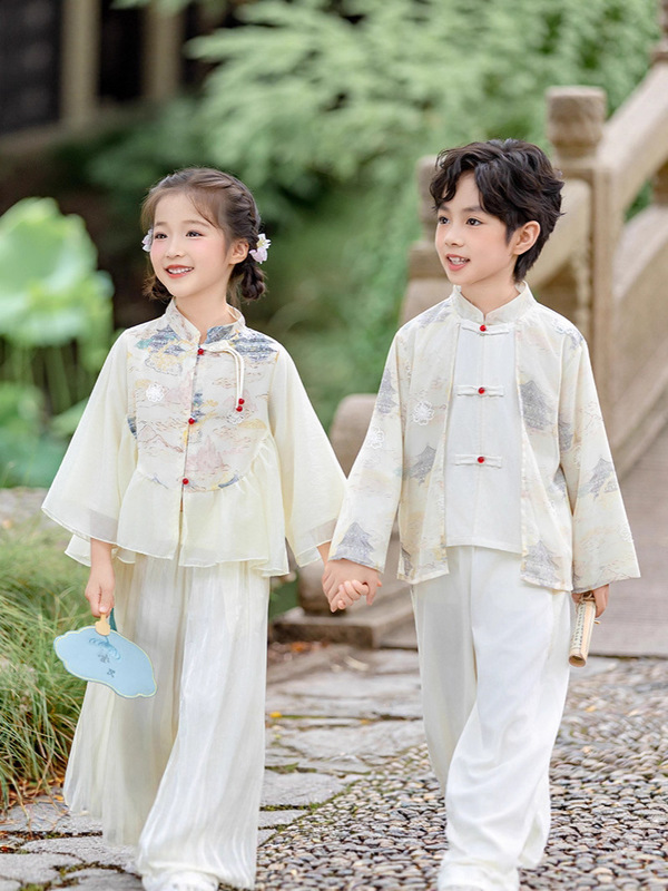 2025汉服儿童民国风唐装秋季新款中式国学男女同款表演宝塔之影|undefined