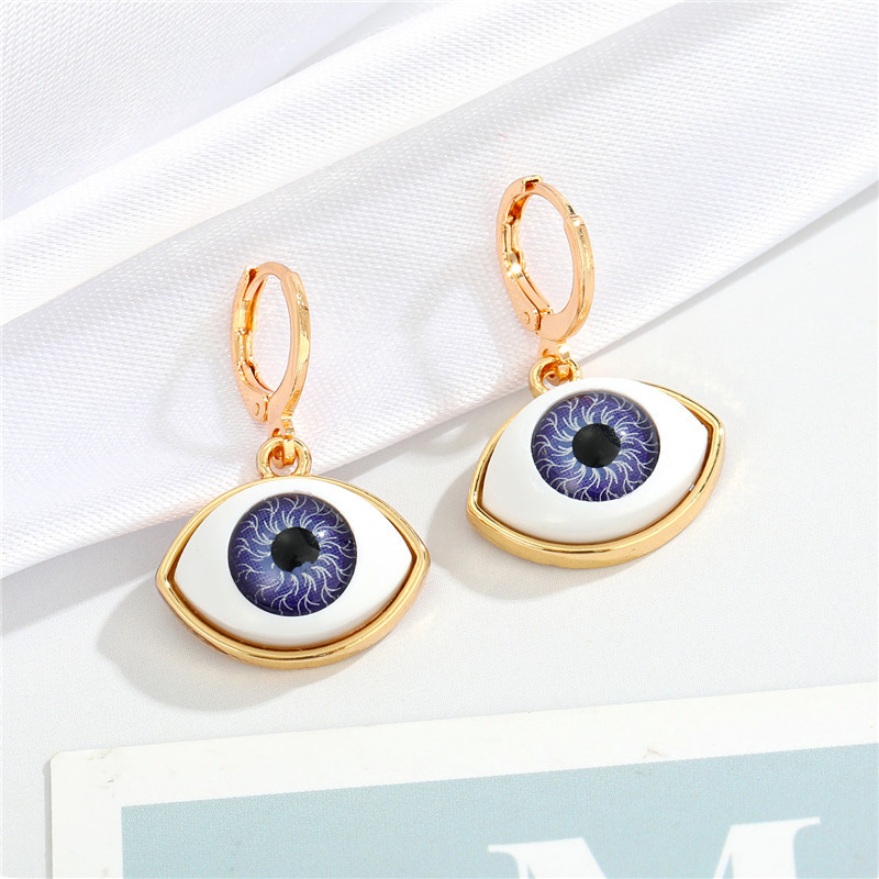 Europe And America Cross Border Ornament Multi-color Eyeballs Ear Clip New Ethnic Dripping Eyes Ear Ring Eyes Eardrop Earring display picture 5