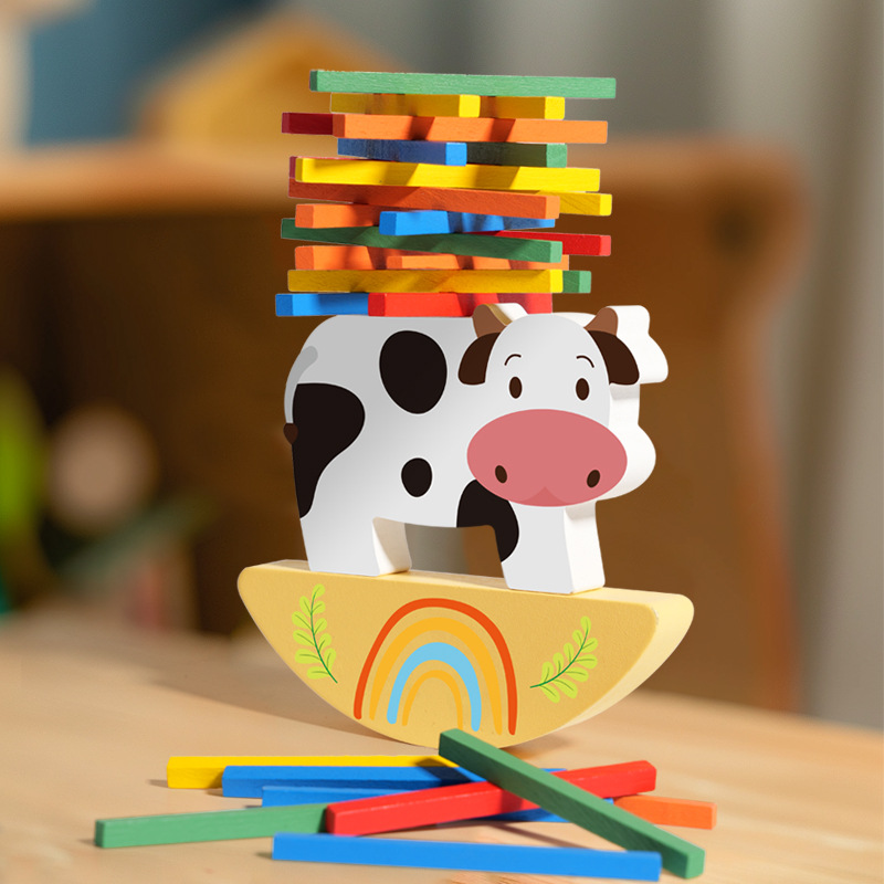 Madera para niños, bloques de construcción de alta inteligencia, juguetes de educación temprana para niños, coordinación mano-ojo, juego de equilibrio de leche al por mayor