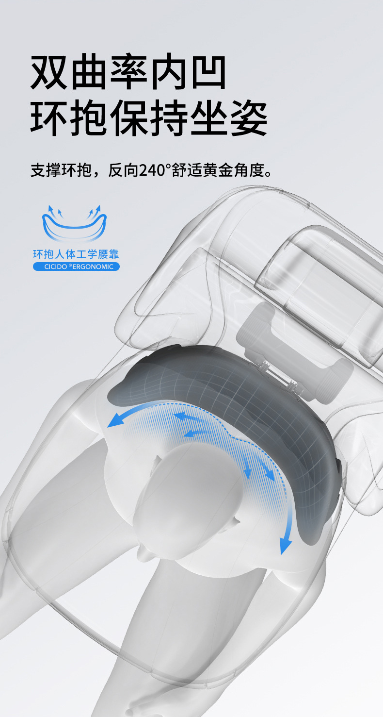 Cicido Car U-Shaped Hug Support Lumbar Seat Back Cushion Support Car Male and Female Driver Driving Waist Protection Artifact