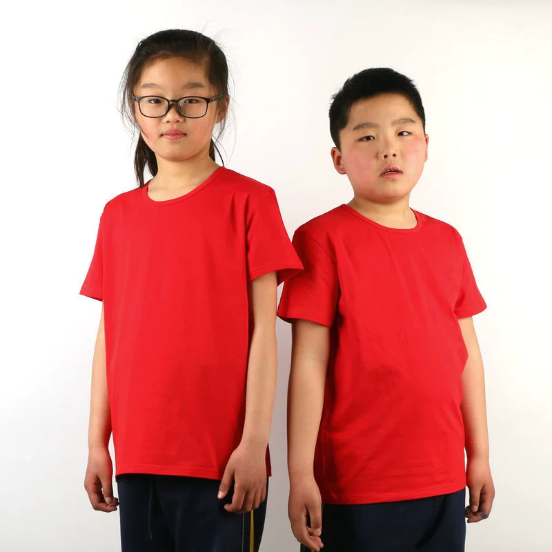 Детская хлопковая Футболка с круглым вырезом и короткими рукавами, комплект одежды для начальных классов, одежда из чистого хлопка, топ для рекламной рубашки, напечатанные с изображением слов