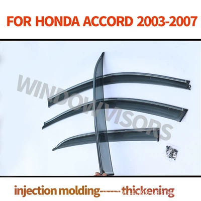 Suitable for 2003-2007 Honda Accord Window Rain Eyebrow Rain Shield Accord Door Rain Shield Modification Decoration (Rain shield) - accord-2003-2007-ps-with-silver-bright-strip-window-rain-and-shine-shield-injection-molding-thickened-4-pieces-thickness-30mm