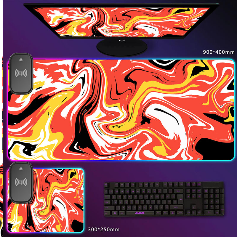 Transfronteriza al por mayor de fábrica nuevo patrón abstracto serie de carga inalámbrica mouse pad color mágico luminoso RGB mouse pad