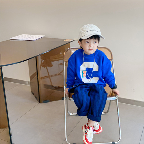 Boys' trendy brand cartoon printed sweatshirts for autumn  new children's Korean style versatile casual clothes for small and medium-sized children