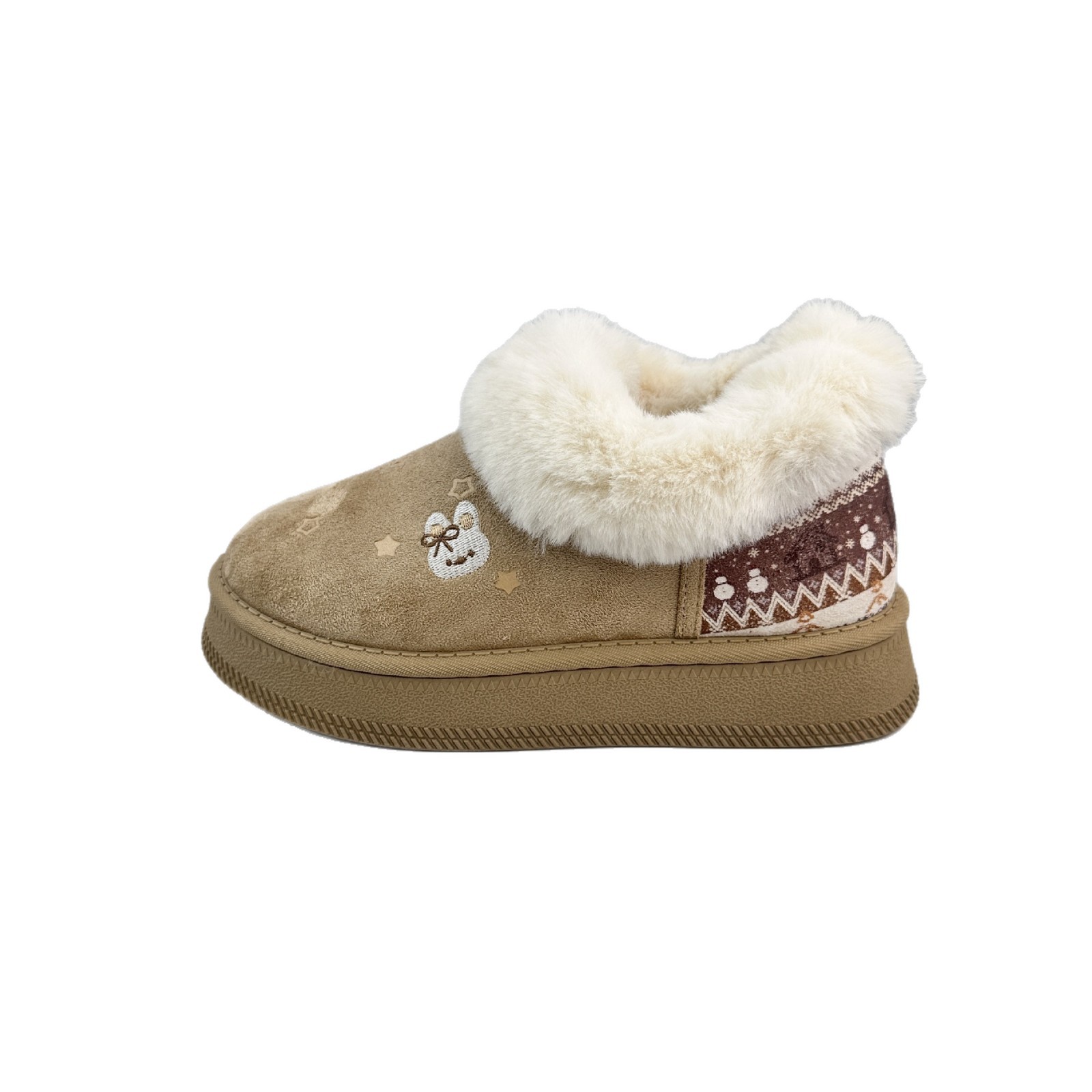 Zapatos de algodón de invierno para mujeres, zapatos de algodón de invierno, zapatos cálidos interiores, botas de nieve con un pie.