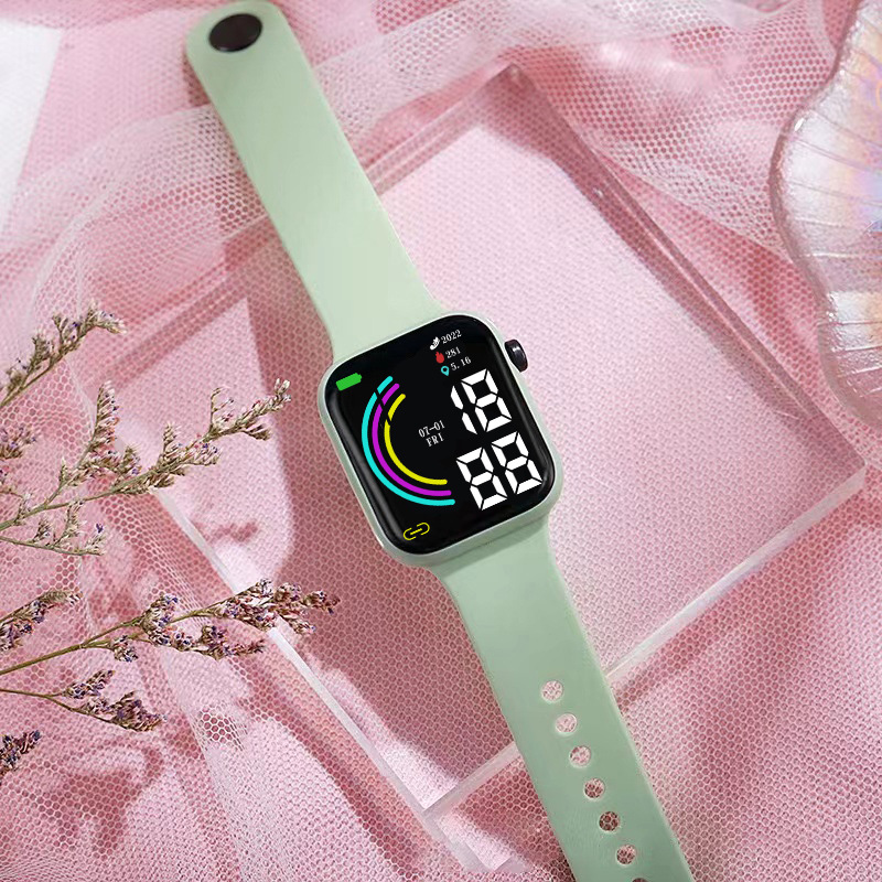 Square rainbow electronic fashionable travel digital watch