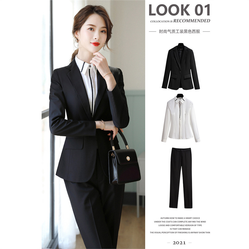 スーツのコートの女性春秋職業スーツの面接正装の気質のスーツのホテルのフロントの工装のマネージャーの作業服