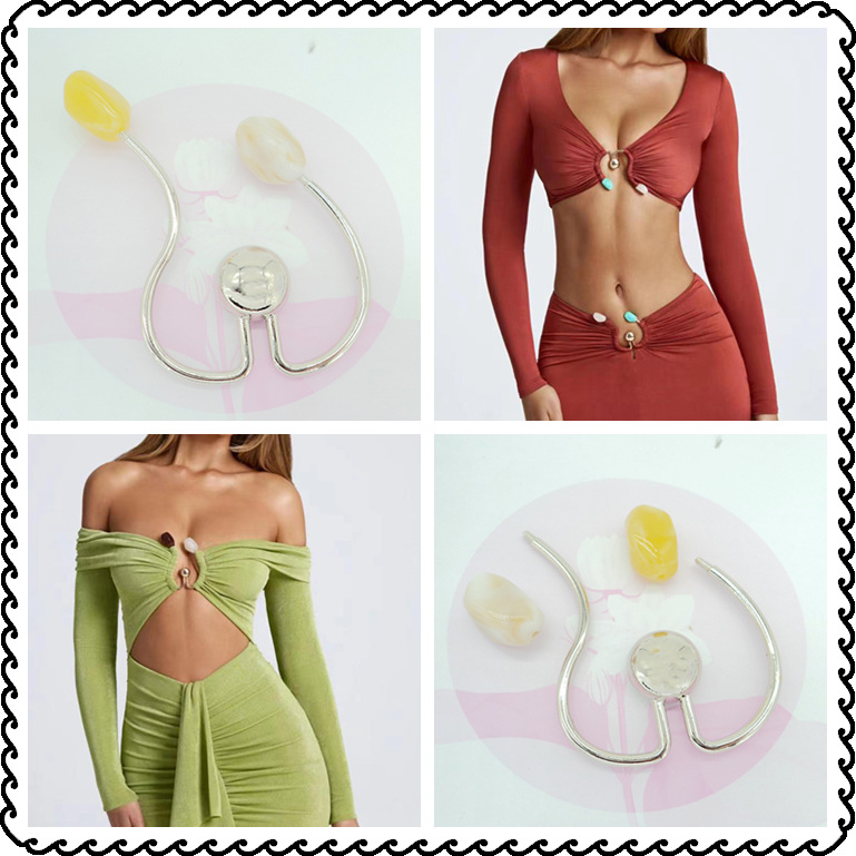 女晚礼服前胸连接螺纹型合金扣不规则泳衣前扣可拆珠子固定旋转扣