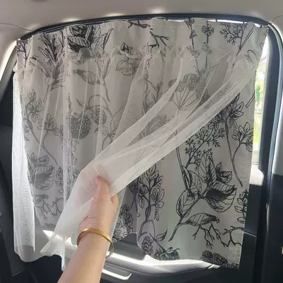 Track-Mounted Snap-In Car Sunshade Curtain for Baby Car Interior Window Privacy Curtain, Infant Sun Protection and Heat Insulation Curtain (Car curtains) - black-branch-piece-comes-with-a-65cm-long-track-you-can-cut-it-yourself-if-it-is-longer