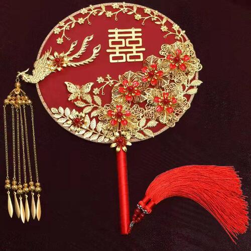 Tuanfan ancient style bride Xiuhe knot wedding Chinese Xiuhe clothing fan Chinese Hanfu hand bouquet diy material package