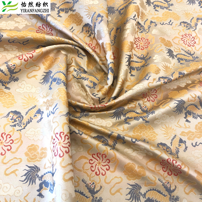 国风提花织锦缎 可爱小龙纹绣花锦缎 时装演出服唐装织锦缎布料-阿里巴巴