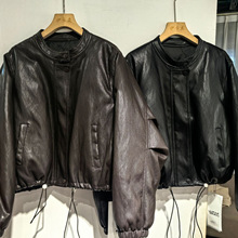 803#羽绒加厚单色皮衣外套女2025冬季新款爆款小个子夹克上衣