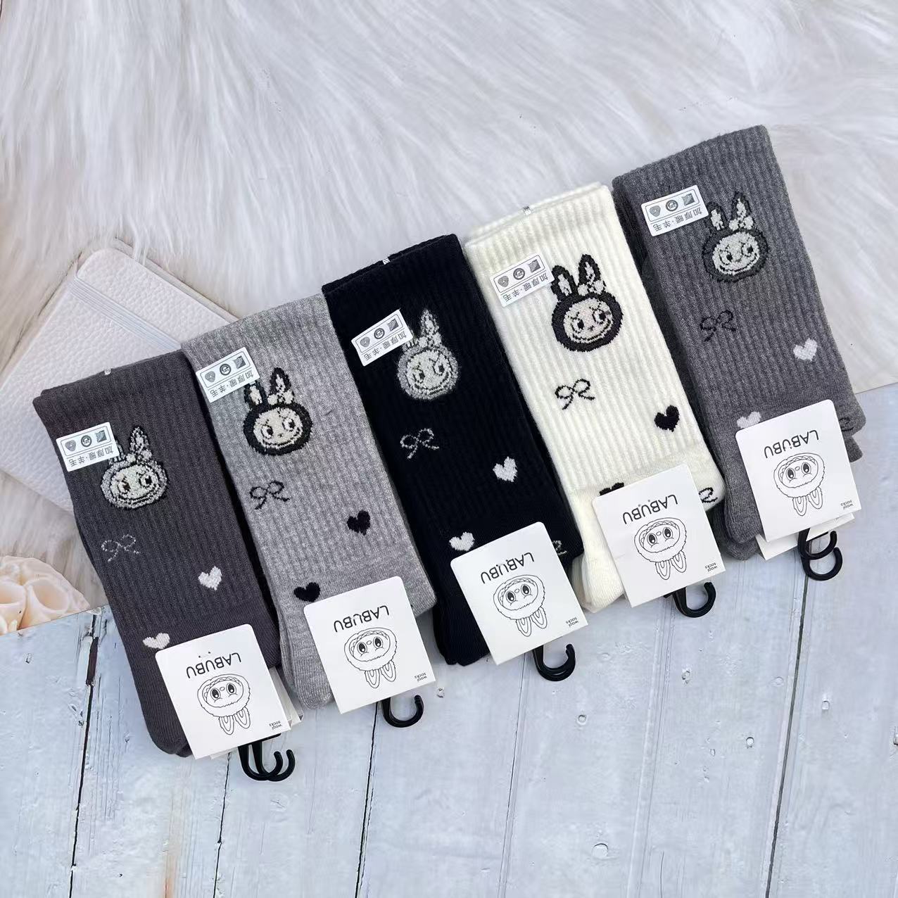 望海竹冬季新款羊绒堆堆袜 保暖加厚女士长腰羊绒袜日韩风系60克