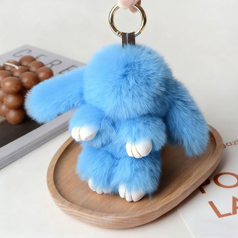 小さなウサギの毛皮ミニチュア装飾品、ウサギの毛皮バッグチャーム、ふわふわで可愛いランドセル、車のキーホルダー飾り|undefined