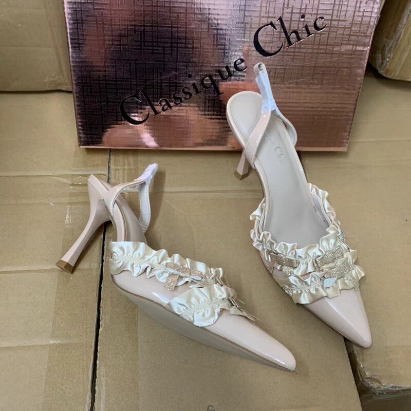 French-Style Girl High Heels 2026 Spring/Summer New Model Closed-Toe Bowknot Stiletto Sandals Wedding Party Shoes