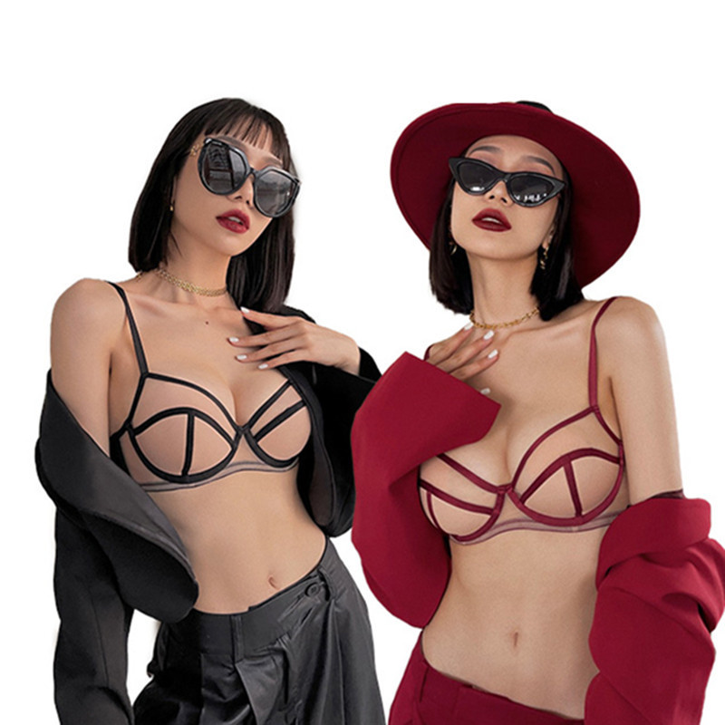 Sexy sheer red lingerie set with mesh accents, contrasting colors, and soft underwire—perfect for your lucky year!