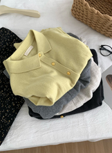 气质通勤小金扣翻领开衫女简约韩版通勤兔毛针织毛衣外套秋冬