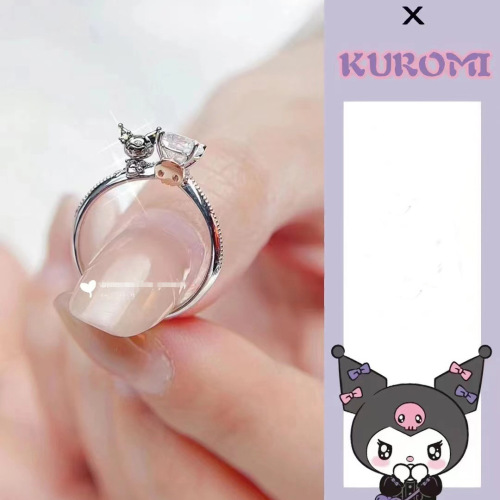 Little Red Book's same style Kuromi ring for women, Sanrio cartoon doll ring, cute temperament, beautiful girl style