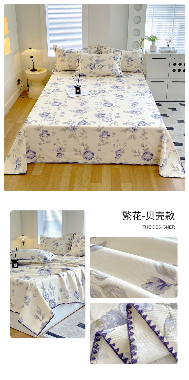 Sábana de tela gruesa vieja de algodón puro pieza única 100 algodón verano sensación fresca dormitorio funda de almohada individual juego de tres piezas 2