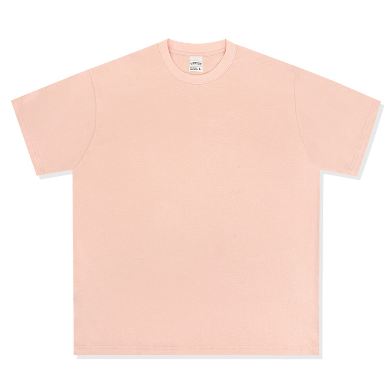 Camiseta de manga corta retro desgastada de algodón pesado transfronterizo 260G versión de lavado de agua suelta cuello redondo de moda base lisa T