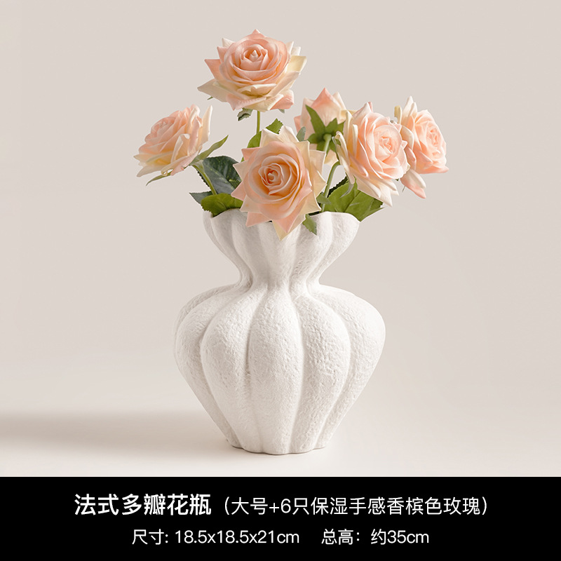 Large french multi-petal vase + single moisturizing feel rose champagne color *6