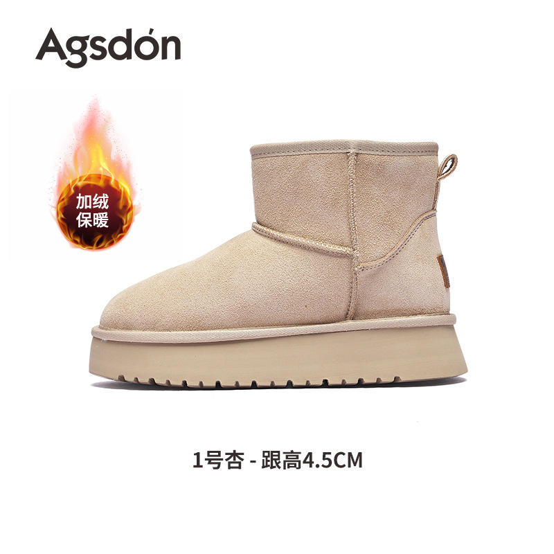 Botas de nieve Augu Shiden para mujer, nuevo estilo 2025, zapatos de algodón, estilo francés, botas cortas de moda, botas cortas de suela gruesa para otoño e invierno.