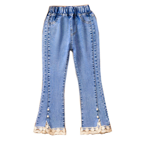 Children's clothing girls' jeans spring and autumn new style medium and large children's casual children's loose wide-leg baby trumpet girls' pants