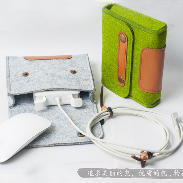 跨境毛毡电源包 鼠标充电器数据数码收纳包充电宝毛毡电源收纳包
