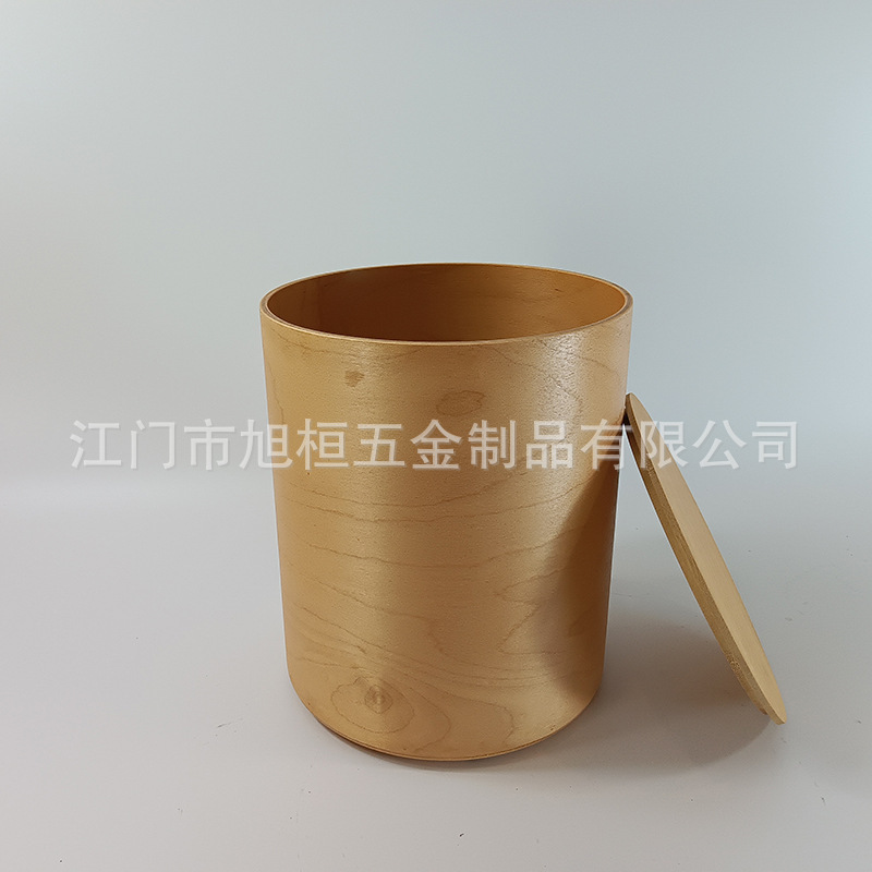 Original ecological bamboo trash can environmental protection Chinese retro wood grain trash can large capacity living room kitchen bathroom wine