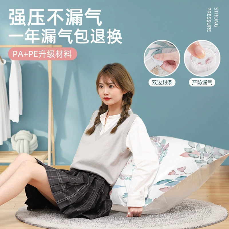 Vacuum duvet for home use, storage system, pack, bag