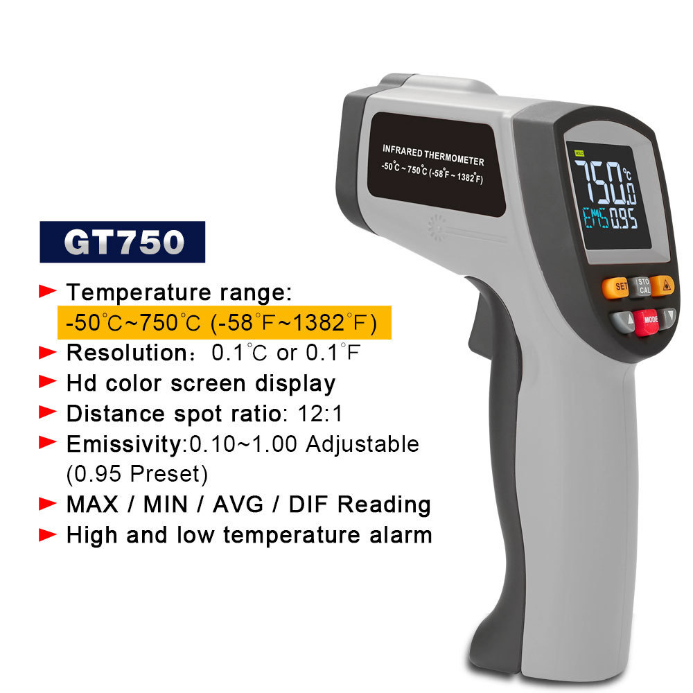 标智GT750彩屏九点激光工业物体红外测温仪Infrared temperature