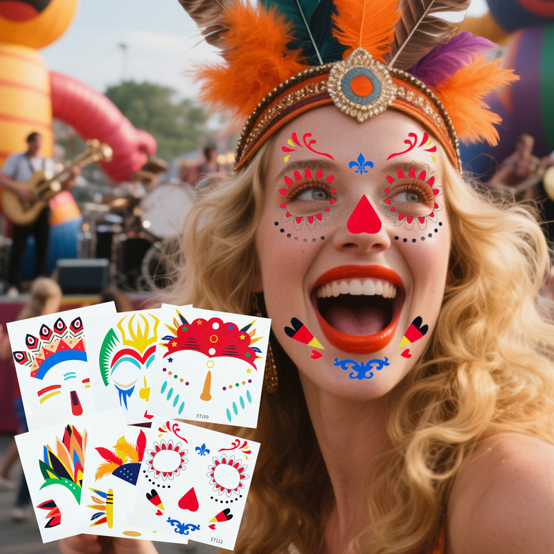 Cross-border Europe and the United States funny face stickers Christmas Carnival abstract stage performance Party self-adhesive face decoration stickers